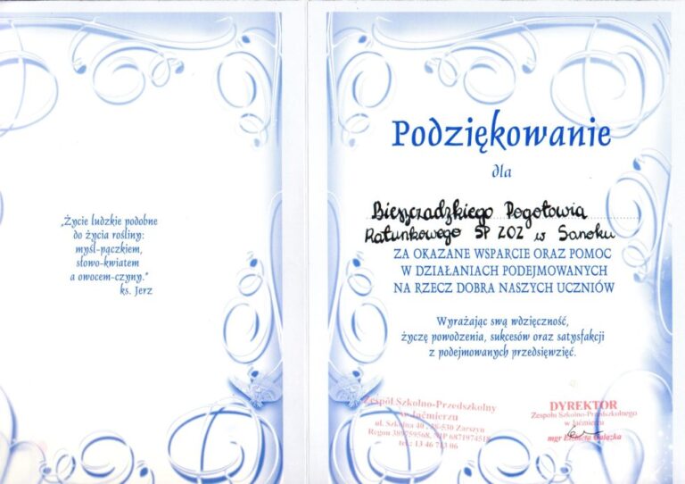 Podziękowanie dla BPRwS